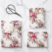 Papel de embrulho de Natal com arcos rosa