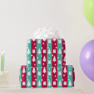 Papel de embrulho de Natal com árvore listrada
