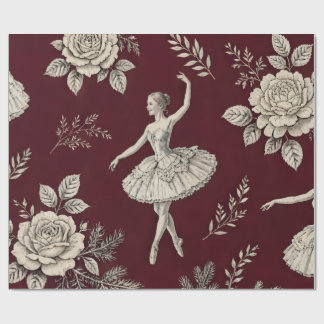 Papel de embrulho de Natal com Bailarina - Borgonh