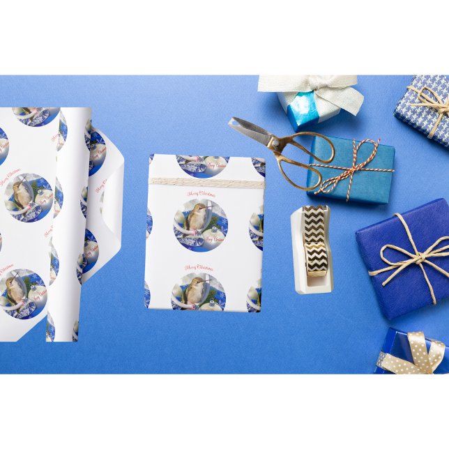 Papel de embrulho de Natal com beija-flor (Criador carregado)