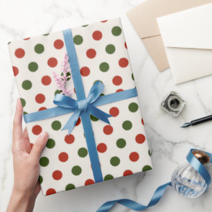 Papel de embrulho de Natal com bolinhas vermelhas