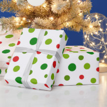 Papel de embrulho de Natal com bolinhas vermelhas
