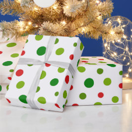 Papel de embrulho de Natal com bolinhas vermelhas