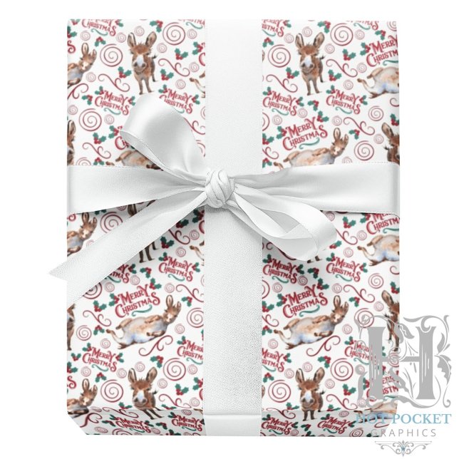 Papel de embrulho de Natal com burro caprichoso (Criador carregado)
