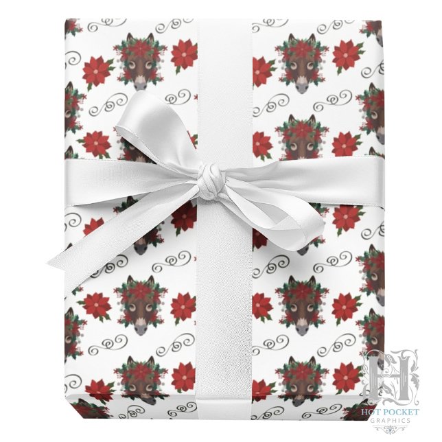 Papel de embrulho de Natal com burro floral (Criador carregado)