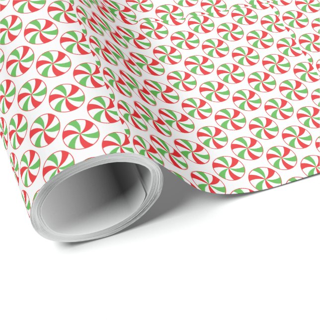 Papel de embrulho de Natal com caneta de doce verm (Ponta do rolo)