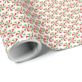 Papel de embrulho de Natal com caneta de doce verm