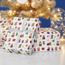 Papel de embrulho de Natal com capivaras
