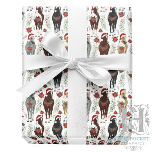 Papel de embrulho de Natal com cavalos