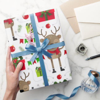 Papel de embrulho de Natal com cervos dançantes fo