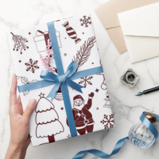 Papel de embrulho de Natal com desenho de linha vi