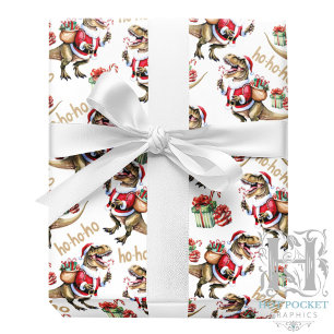 Papel de embrulho de Natal com dinossauros