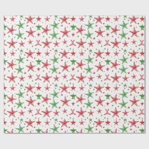 Papel de embrulho de Natal com estrelas vermelhas