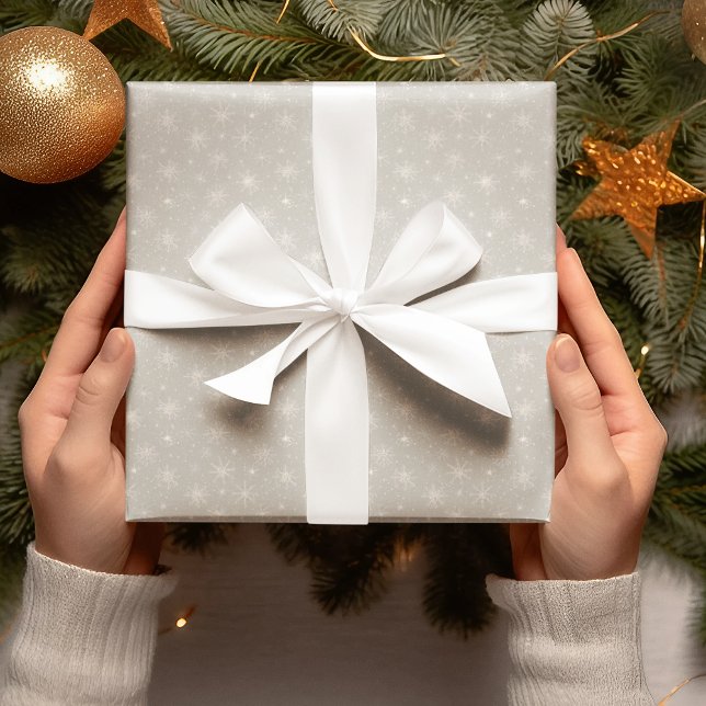 Papel de embrulho de Natal com flocos de neve bege (Criador carregado)