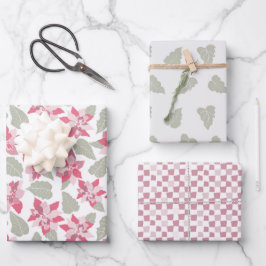 Papel de embrulho de Natal com flores de poinsétia
