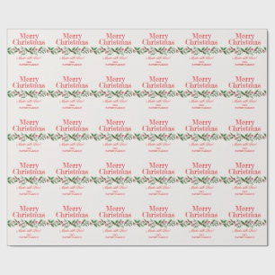 Papel de embrulho de Natal com Folha de Azevinho F