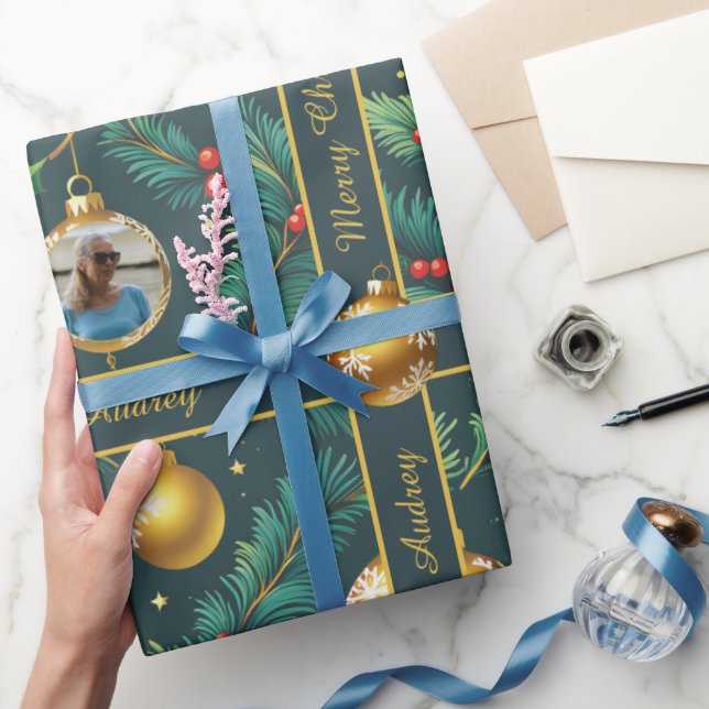 Papel de embrulho de Natal com foto e texto (Presentear)