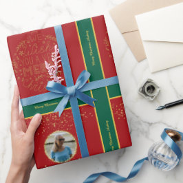Papel de embrulho de Natal com foto e texto