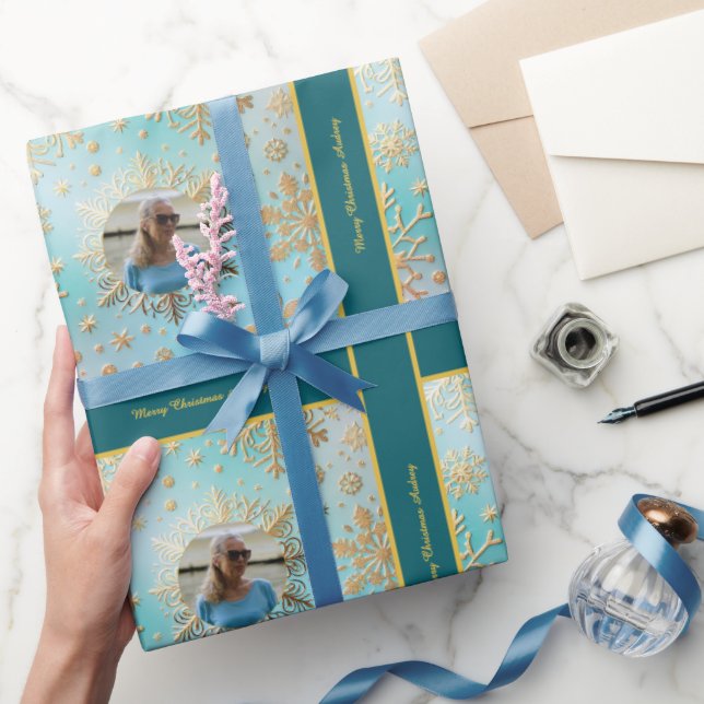 Papel de embrulho de Natal com foto e texto (Presentear)