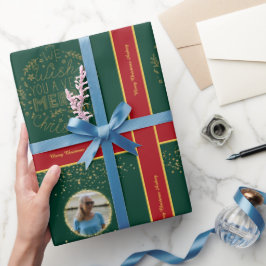 Papel de embrulho de Natal com foto e texto