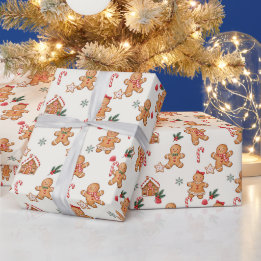 Papel de embrulho de Natal com gengibre em aquarel