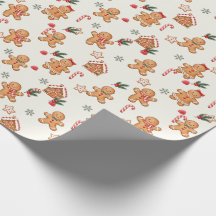 Papel de embrulho de Natal com gengibre em aquarel