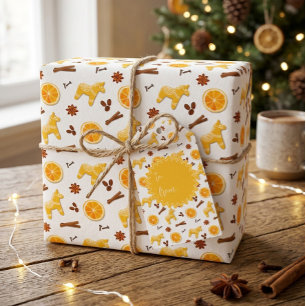 Papel de embrulho de Natal com Gingerbread & espec
