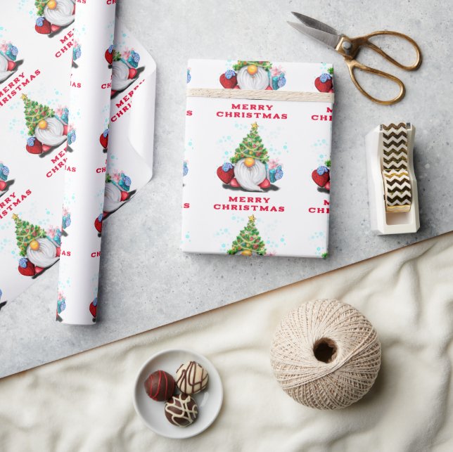 Papel de embrulho de Natal com Gnomos (Artesanato)