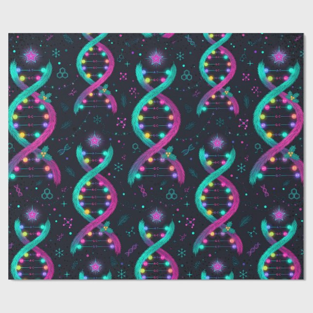 Papel de embrulho de Natal com Hélice de DNA (Aberto)