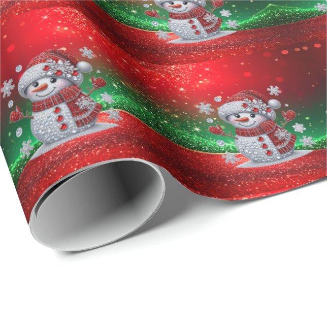 Papel de embrulho de Natal com Homem de Neve e Rhi (Ponta do rolo)