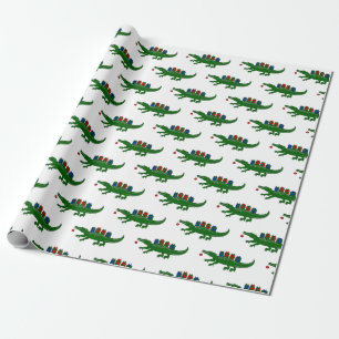 Papel de embrulho de Natal com jacaré