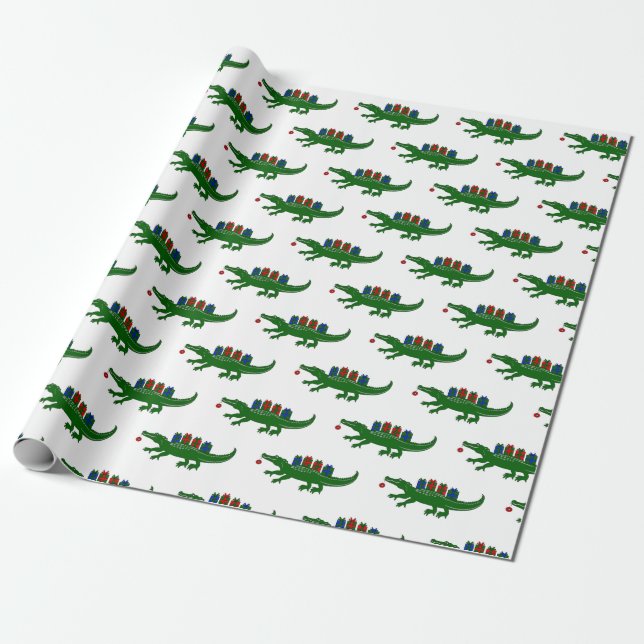 Papel de embrulho de Natal com jacaré (Desenrolado)