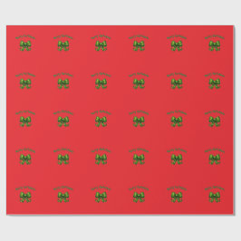 Papel de embrulho de Natal com laço verde