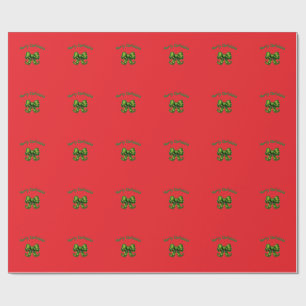 Papel de embrulho de Natal com laço verde