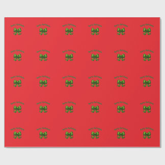 Papel de embrulho de Natal com laço verde