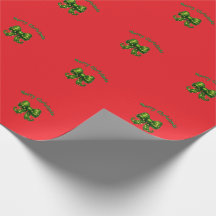 Papel de embrulho de Natal com laço verde