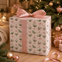 Papel de embrulho de Natal com ornamentos cor-de-r