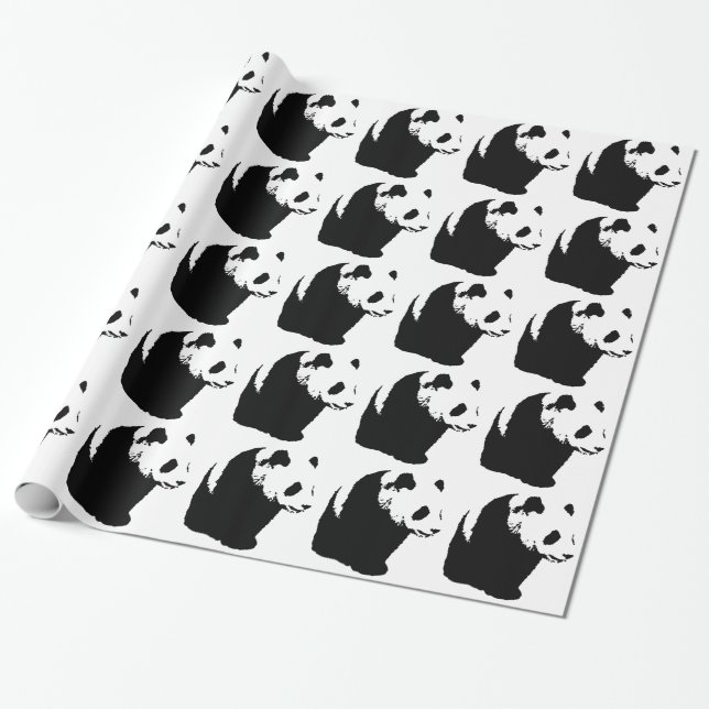 Papel de embrulho de Natal com panda andando da Po (Desenrolado)