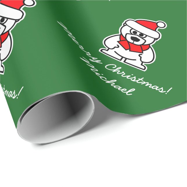 Papel de embrulho de Natal com Papais noeis bonito (Ponta do rolo)
