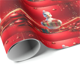 Papel de embrulho de Natal com pato fofo das féria