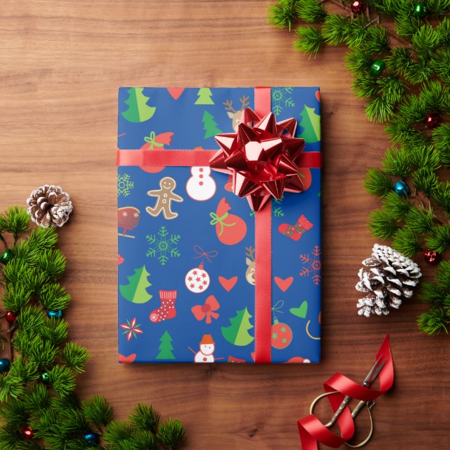 Papel de embrulho de Natal com personagens de Nata (Presente de Natal)