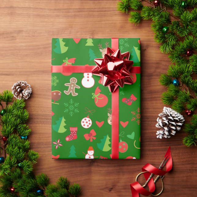 Papel de embrulho de Natal com personagens de Nata (Presente de Natal)