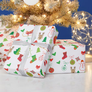 Papel de embrulho de Natal com personagens de Nata
