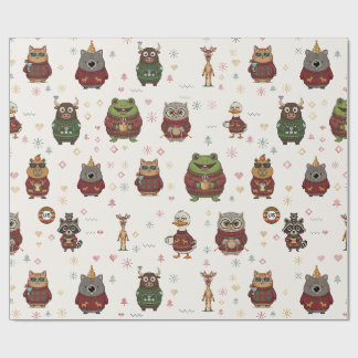 Papel de embrulho de Natal com personagens de suét