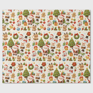 Papel de embrulho de Natal com personagens fofos K