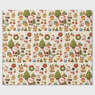 Papel de embrulho de Natal com personagens fofos K