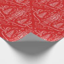 Papel de embrulho de Natal com quebra-nozes de giz