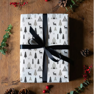 Papel de embrulho de Natal com renas escandinavas