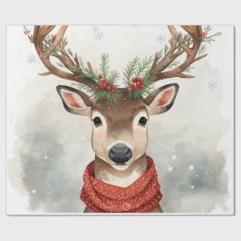 Papel de embrulho de Natal com renas fofas