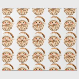 Papel de embrulho de Natal com rosto de Papai Noel